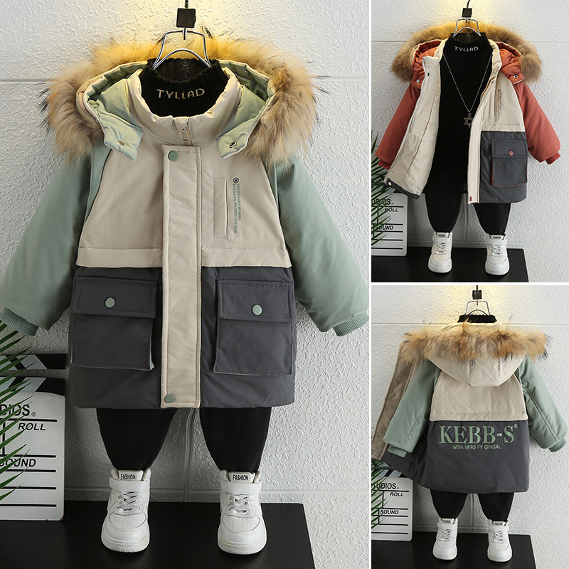 男童羽绒服25新款洋气宝宝冬装白鸭绒儿童中长款外套冬季男孩过膝