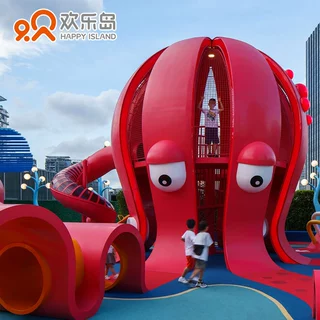 可定做章鱼造型滑梯无动力儿童乐园规划设计章鱼滑梯厂家游乐设备