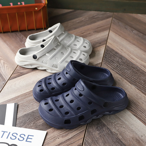 Summer Anti-Slip Garden Toe Shoes Student Nurse Shoes Flat Bottom Holes Shoes Men's Beach Sandals Big Head Slippers Men Summer 