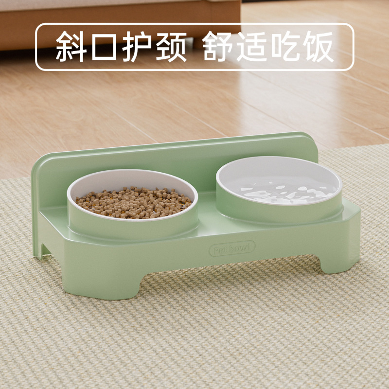 简约宠物碗饮水喂食双碗防打翻猫碗狗碗加深防溅水猫咪宠物用品|undefined