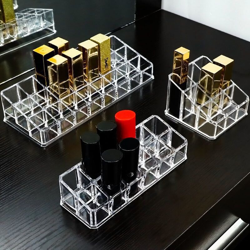 Transparent Acrylic Lipstick Display Stand Desktop Crystal Cosmetics Storage Box Multi-Hole Multi-Compartment Display Rack Wholesale Transparent Acrylic Lipstick Display Stand Desktop Crystal Cosmetics Storage Box Multi-Hole Multi-Compartment Display Rack Wholesale
