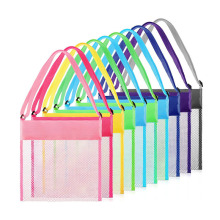 跨境热销儿童沙滩袋手拎贝壳收纳袋玩具整理袋小号彩色网眼袋