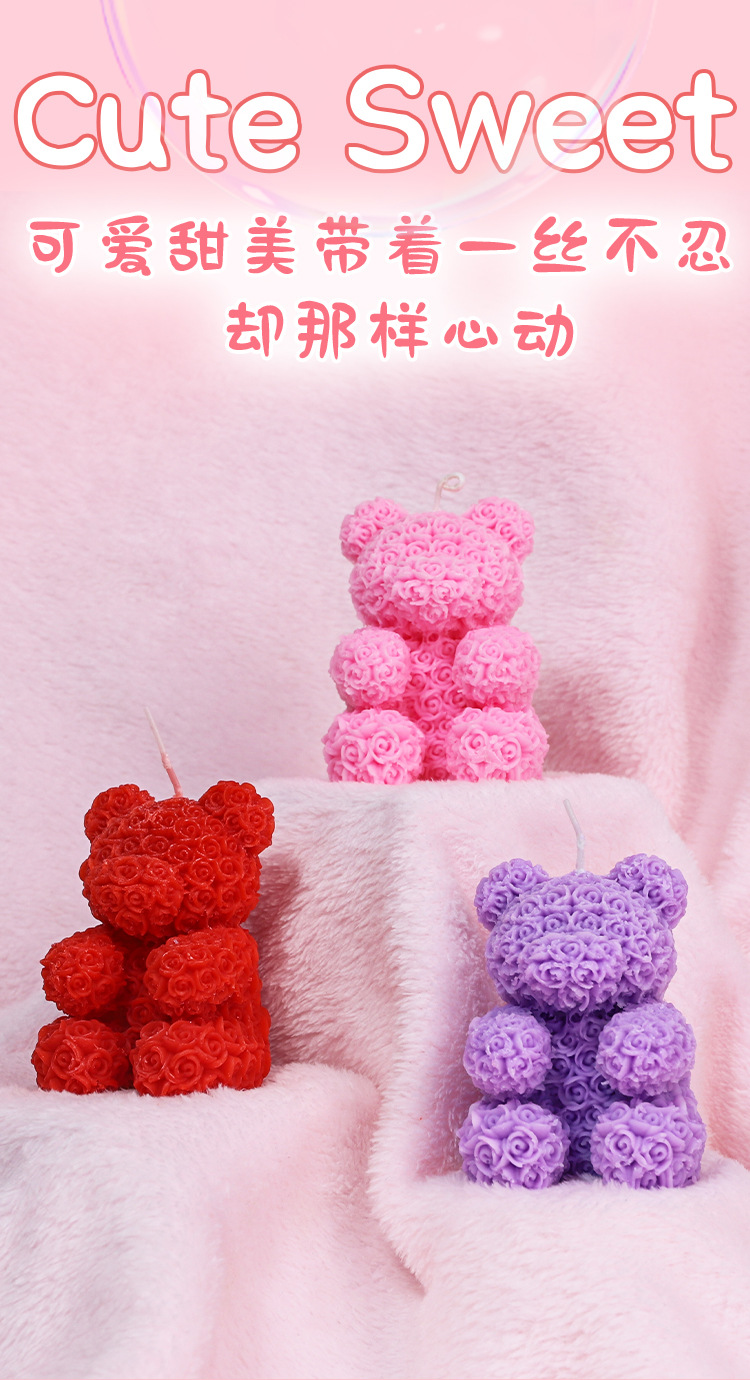 Rose Bear Low-Temperature Massage Candle in Pink, Soy Wax Aromatherapy Candle for Adults — detail image 26