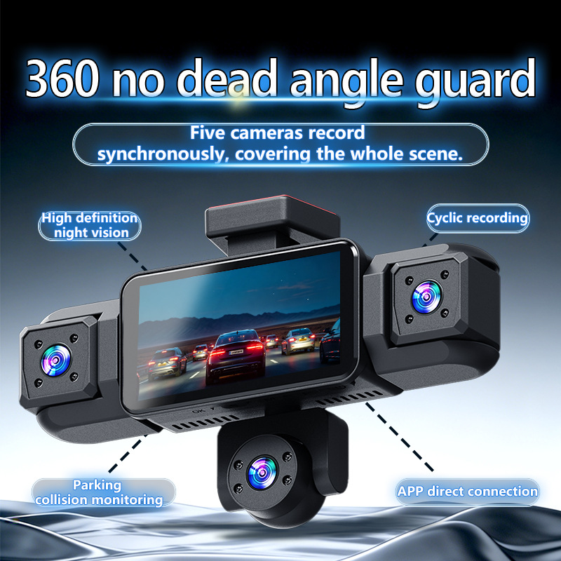 W19-5 lens dash cam, 3.16-inch 1080P HD night vision, five-channel recording, factory-installed camera, 360-degree panoramic view