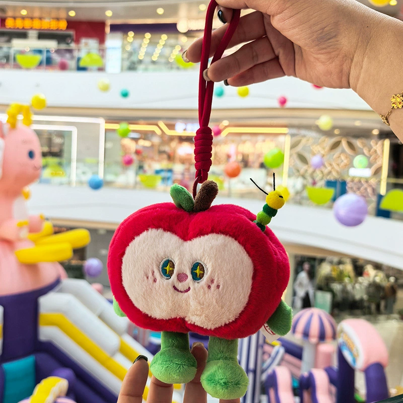 Apple, cute creative plush cartoon toy, children's pendant, caterpillar, Birthday gift