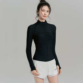 泳衣女新款高级感分体长袖高领遮肉显瘦防晒UPF50+速干大码游泳装