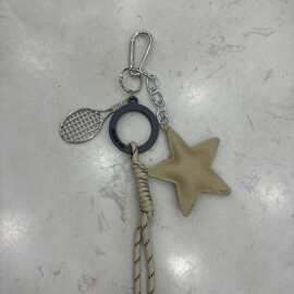 星星纯色小众钥匙扣包包挂件情侣装饰登山绳挂饰手环