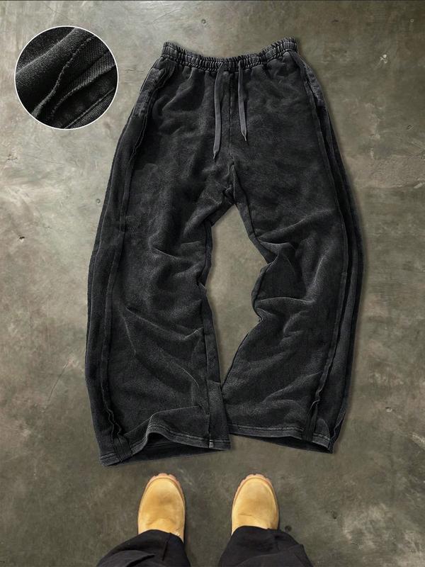 跨境Men's Cotton Joggers Loose Fit Elastic Waist Knit Pants|undefined
