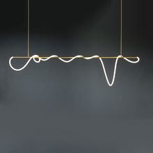 现代创意设计感餐厅灯自由缠绕造型北欧极简轻奢长条音符吧台吊灯