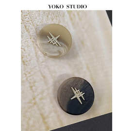 YOKO 星星树脂纽扣高脚双拼饰品双面尼大衣外套服饰西服装饰扣子