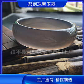 厂家批发巴西高冰玉髓烟灰色玉石手镯加宽灰色玛瑙玉器镯子
