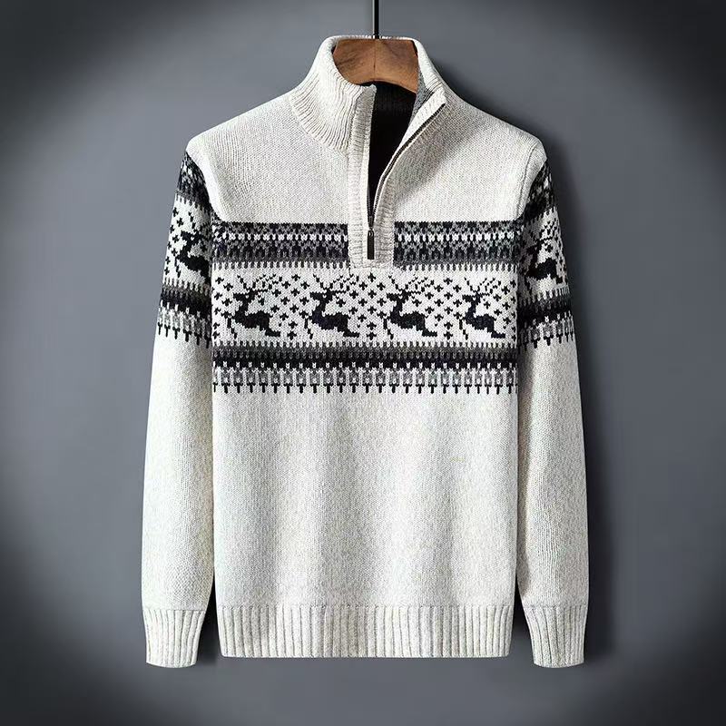 demi-season keep warm trend knitted sweater with zipper