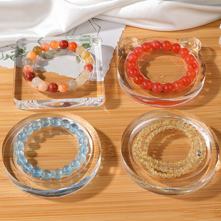 Tao Acrylic Beaded Plate Transparent Crystal Display Stand Jewelry Bracelet Display Plate DIY High Transparent Bracelet Tray