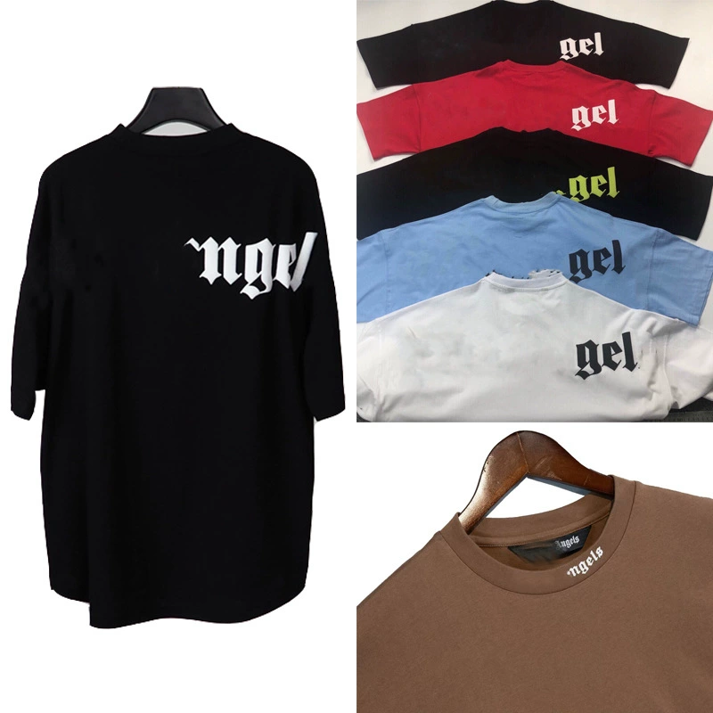 Высокая версия с круглым вырезом High Street PA письмо пена логотип ладонь с коротким рукавом модный бренд для мужчин и женщин Ангел хип-хоп Футболка пара