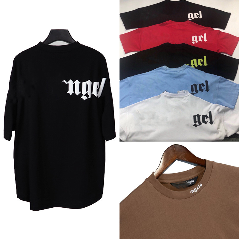 High Version Round Neck High Street Pa Letter Foaming LOGO Palm Short Sleeve Trendy Brand Men and Women Angel Hip Hop T-Shirt Couple