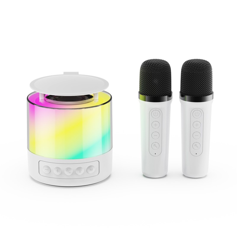 跨境蓝牙音响星麦克风一体迷你蓝牙音箱带LED氛围灯家用便携K歌宝|undefined