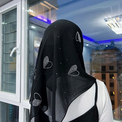 Special Black Chiffon Arab Middle Eastern Headscarf Malaysian Scarf Cross-border Headwrap Hui Muslim Women's New Rhinestone Headscarf