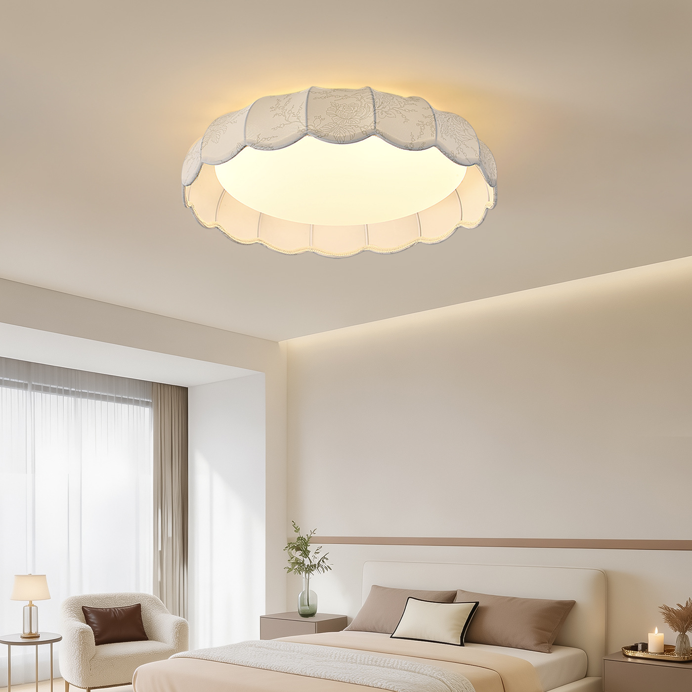 Luz de techo del dormitorio red roja crema de viento lámpara de habitación creativa calabaza simple moderna lámpara de protección de ojos de espectro completo L274
