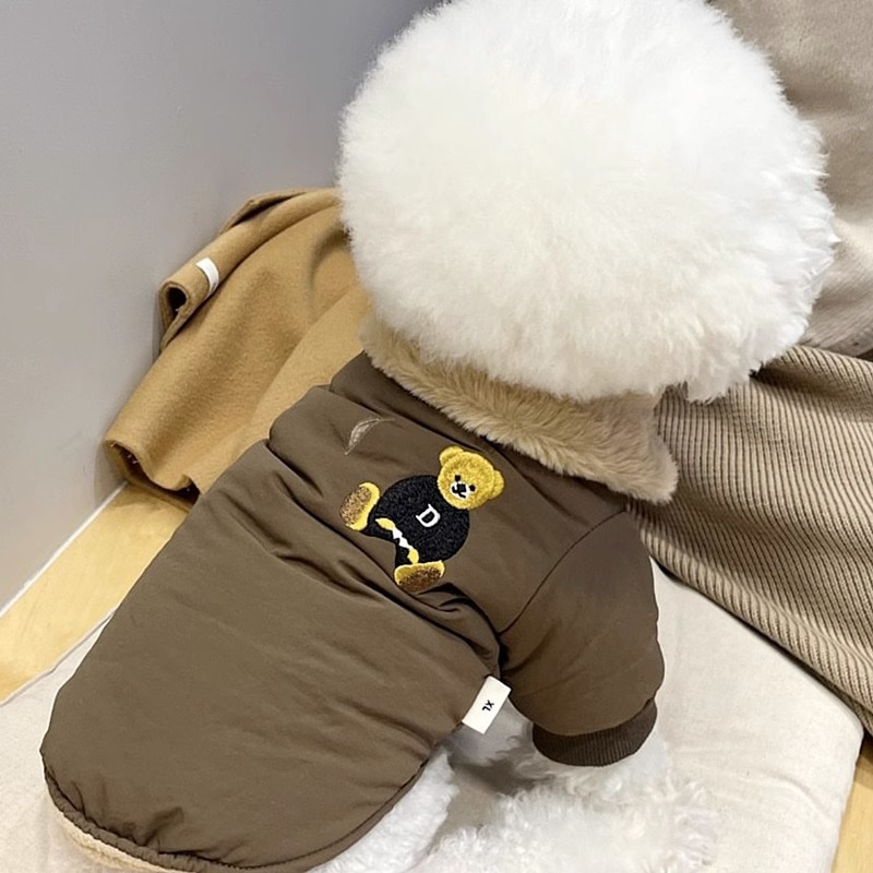 Mascota de algodón acolchado abrigo de tracción engrosada abrigo cálido oso de peluche medio y pequeño perro Otoño e Invierno gato ropa para mascotas image 3