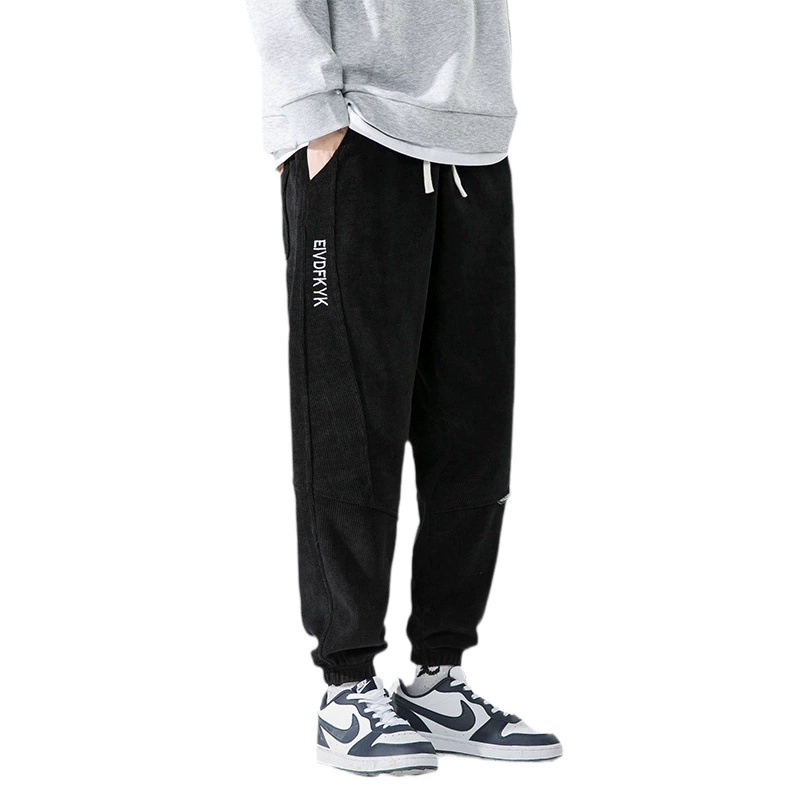 2022 Весенние европейские хлопковые бархатные повседневные брюки больших размеров, мужские свободные тяжелые брюки больших размеров до щиколотки, молодежные модные брюки до щиколотки