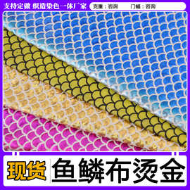 厂家现货鱼麟烫金布料 四面弹力镭射幻彩娃娃DIY辅料美人鱼布料