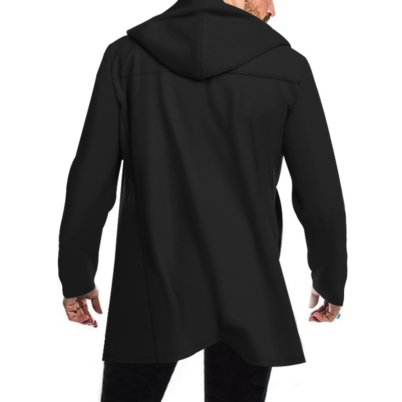 2024 New Men's Mid length Slim Fit Windbreaker Hooded Casual Solid Coat_voghion.com