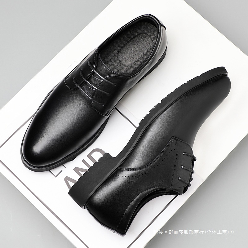 Leather autumn casual breathable shoes pointed-toe