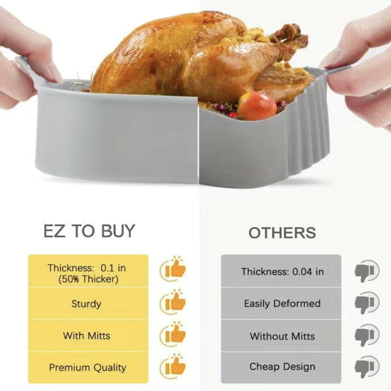 空氣炸鍋硅膠烤盤手提籃硅膠墊烤箱烤盤跨境空氣炸鍋墊蛋糕烤盤