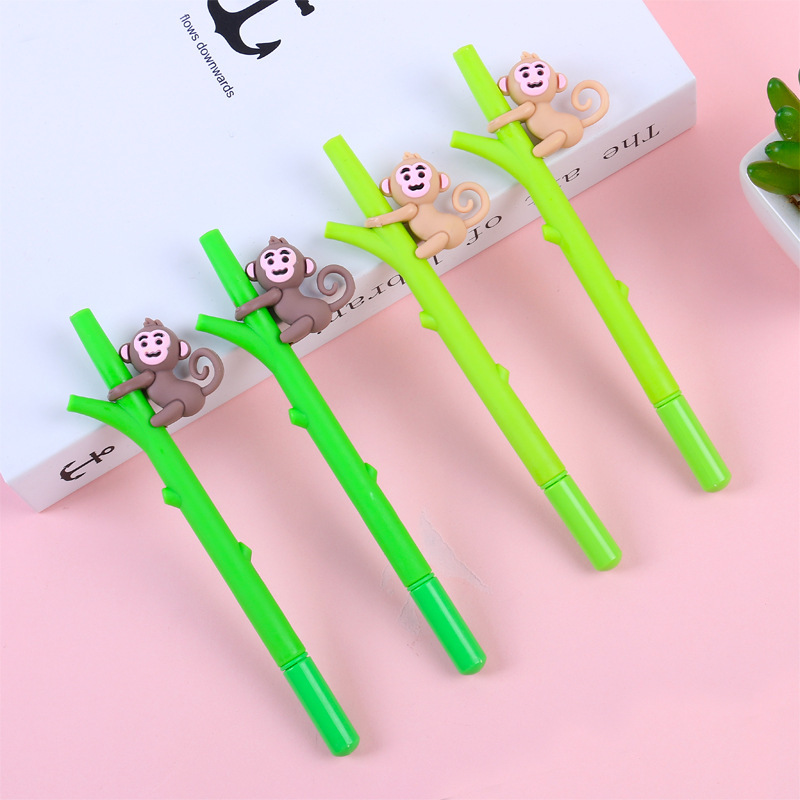 New Cartoon Cute Cartoon Tree Climbing Monkey Gel Pen Cartoon Shape Creative Black Signature Pen School Supplies
