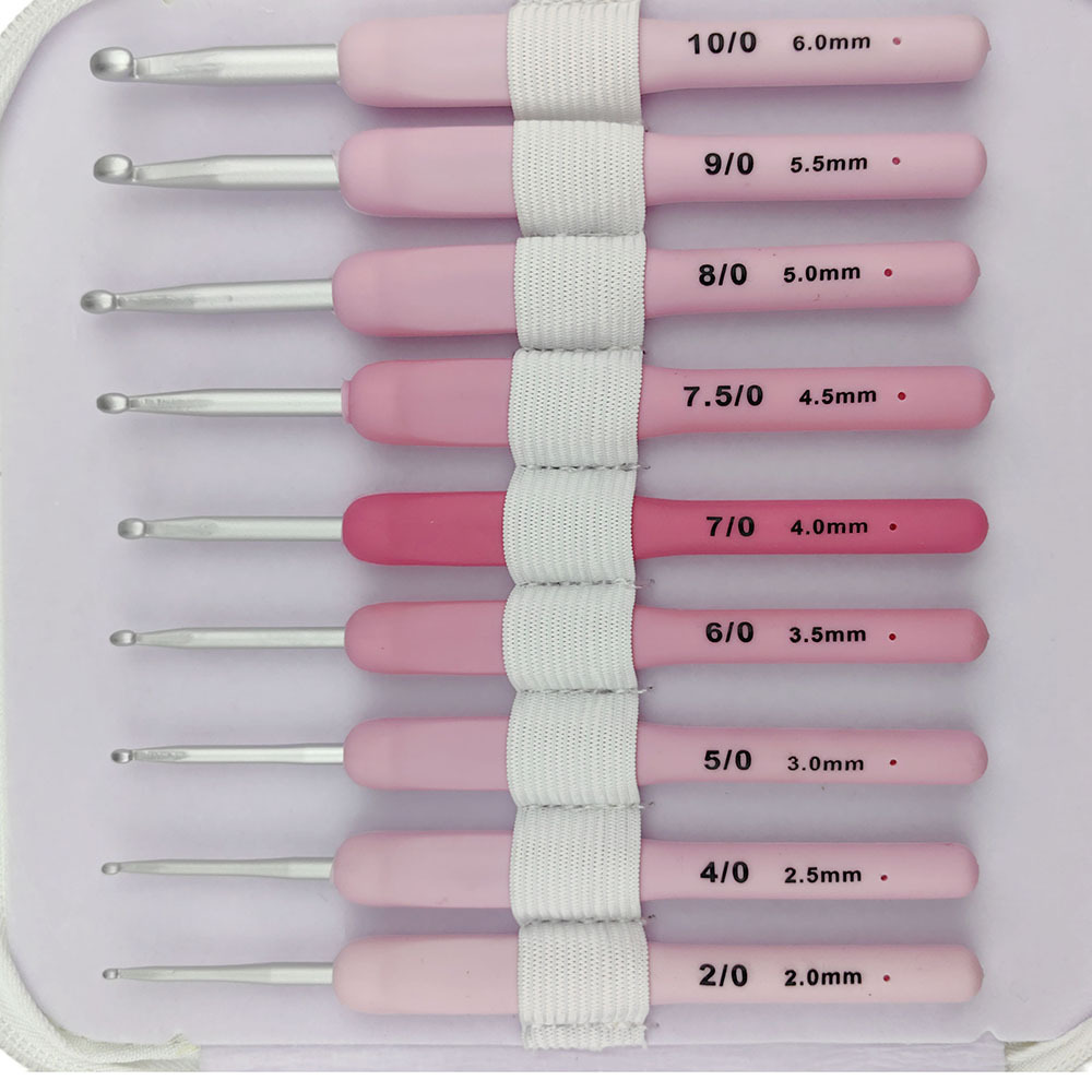 Herramientas de tejido transfronterizas agujas de suéter TPR de color gradiente agujas de mango suave un conjunto de 9 piezas