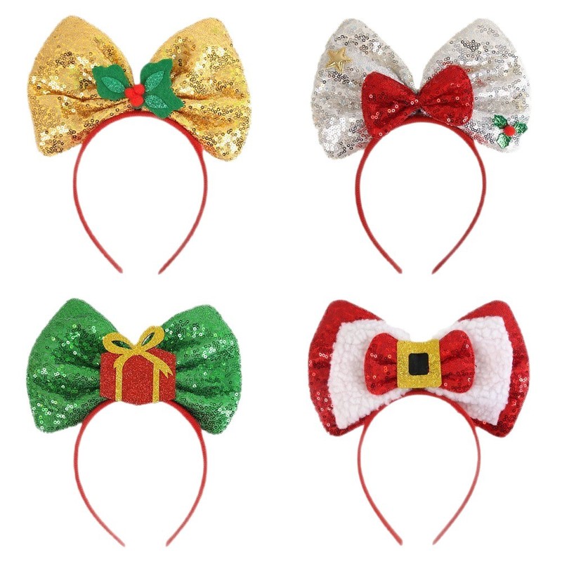 新しいクリスマス蝶結び装飾ヘッドバンド子供のクリスマスパーティーのドレスアップ小道具赤い蝶ネクタイ蝶結びヘッドバンド|undefined