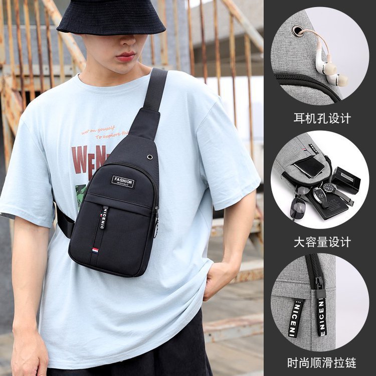 Men's Crossbody Bag Chest Bag New Nylon Canvas Casual Sports Travel Front Bag Unisex Shoulder Bag