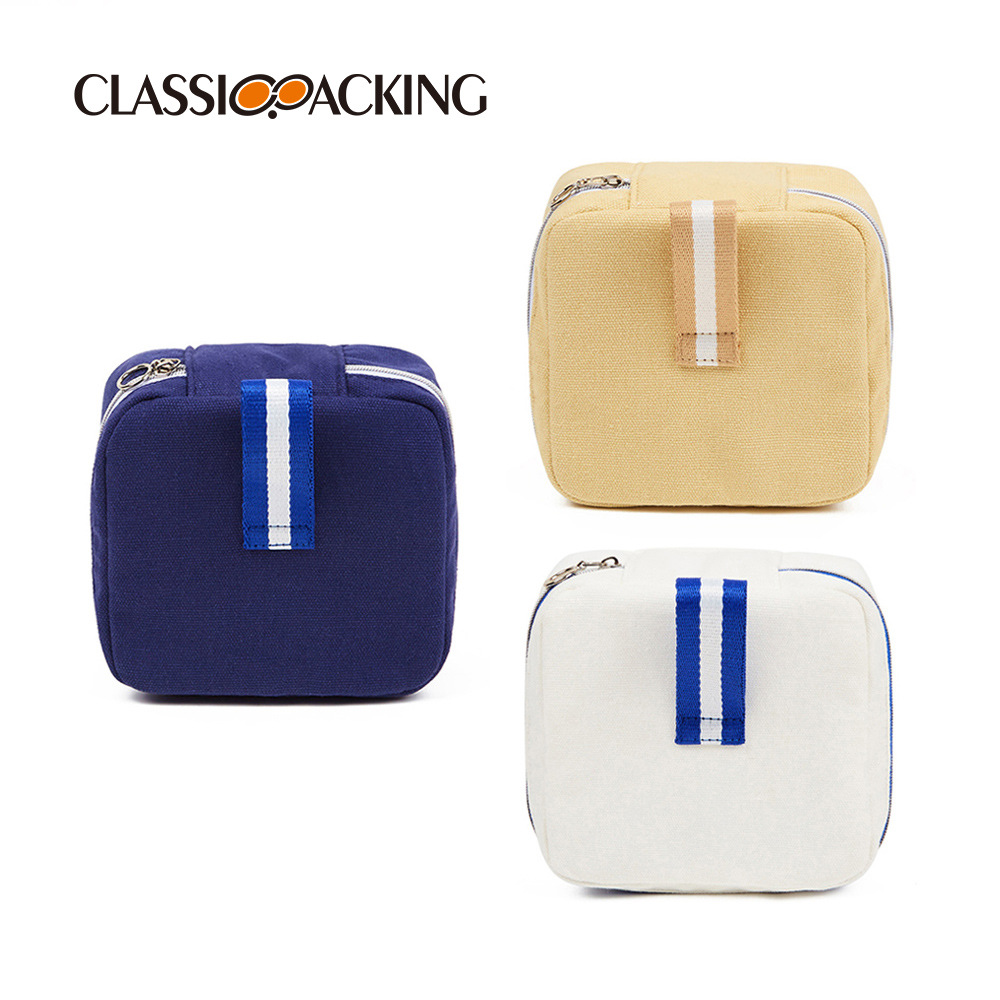 Estilo coreano simple bolsa de cosméticos material de lona suministros cosméticos bolsa de almacenamiento bolsa de cosméticos fábrica al por mayor impresión de logotipo