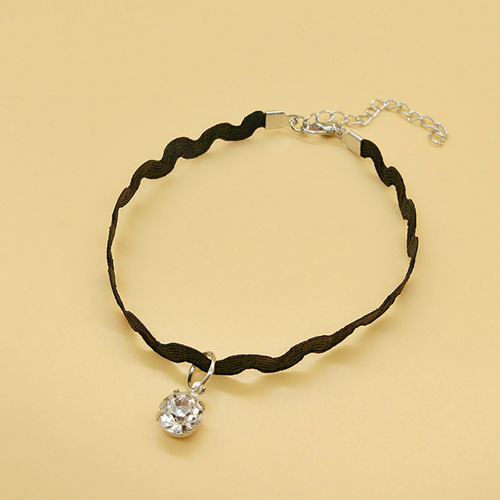 European and American Y2K gothic simple jewelry rhinestone sparkling diamond wave sexy lace anklet foot jewelry wholesale