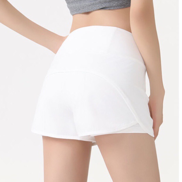 Women's three-quarter length fitness sports shorts, anti-exposure, two-in-one design, quick-dry yoga, climbing, and running shorts