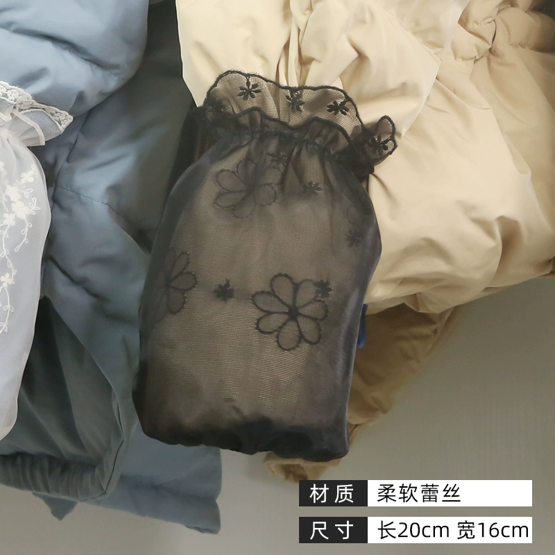 Lace demi-season sleeves, white down jacket, anti-dirty