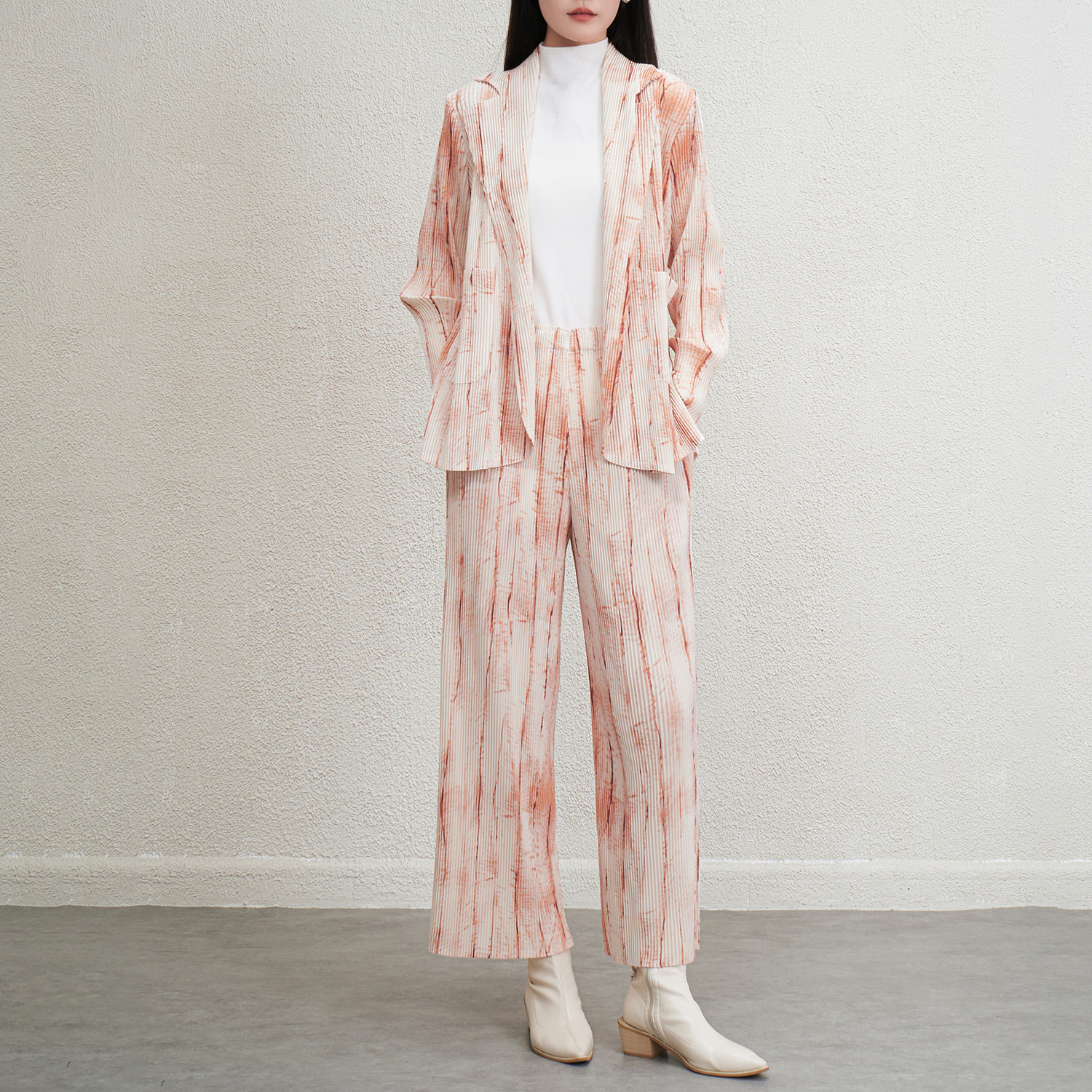 GraceChic, completo da donna di alta moda per pendolari, elegante, spesso, resistente, a righe leggere, in due pezzi_voghion.com