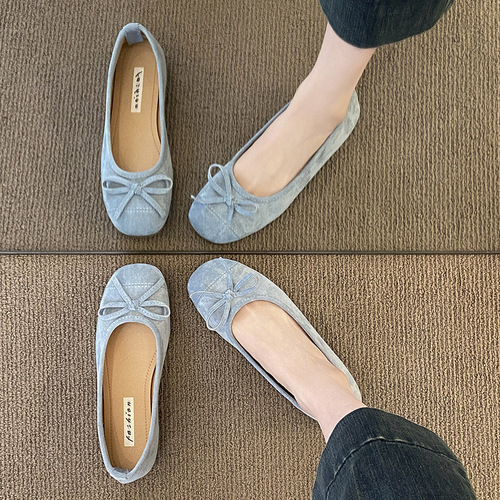 2025 spring and autumn new style gentle flat low-heel and shallow cut French single-layer shoes for women, Korean style fairy style people-in fashionable women shoes