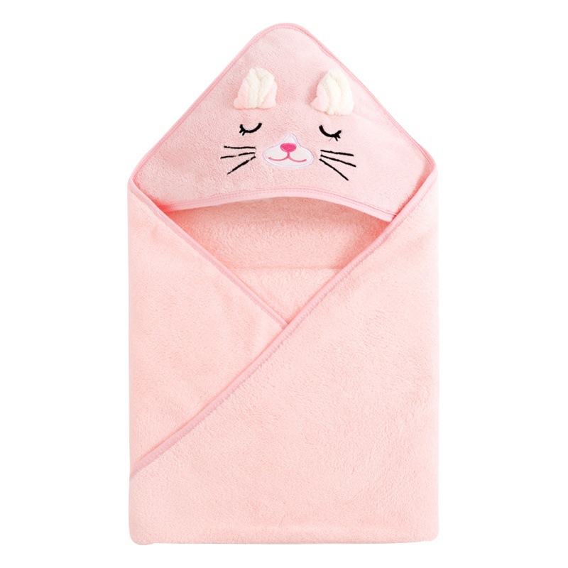 Baby Bath Towel with Hooded Cape, Coral Velvet Absorbent Baby Bath Towel, Class a Maternal and Infant Grade Newborn Bath Towel, Customized