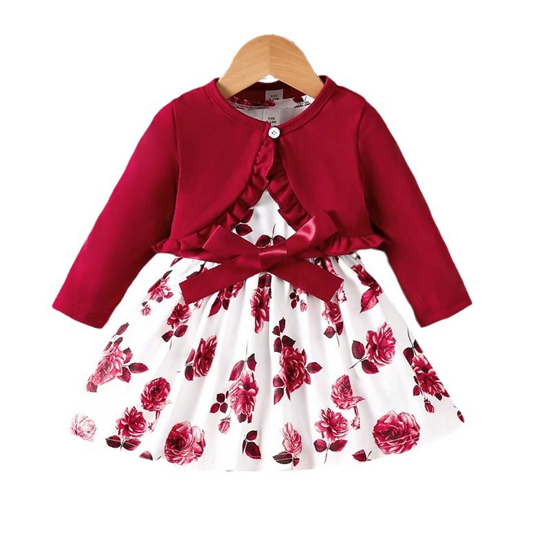 Demi-season cute set girl's, children's baby dress, A-line, children's clothing