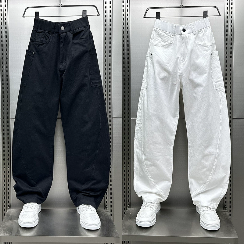 Уличные маленькие большие карманы свободные прямые американские ретро сплошные джинсы-мачете мужские широкие брюки