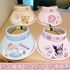 夏の子供用日焼け止め大きなつばファン空のトップハット漫画かわいい男女学生屋外日よけとUV保護