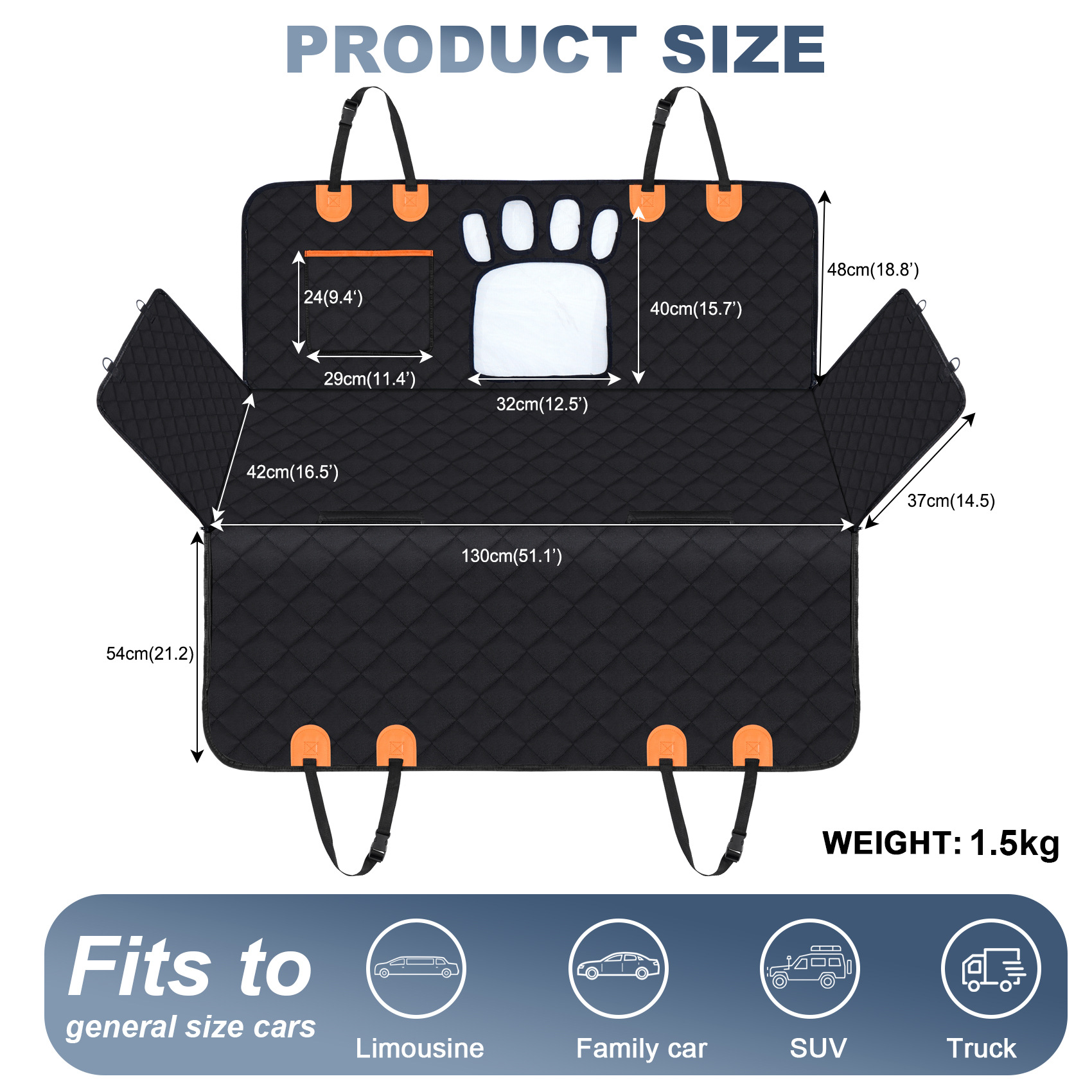 Impermeable para mascotas estera del coche cuatro estaciones universal mascota estera del coche sólido asiento trasero tronco coche control central nido