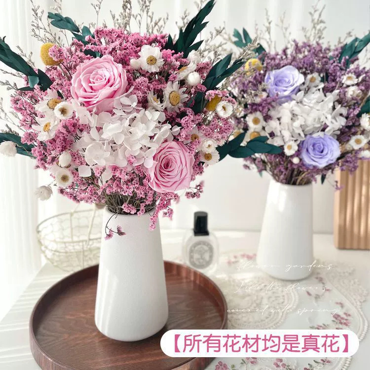 Flor inmortal rosa eucalyptus ramo de flores secas flores verdaderas estrellas hortenida sala de estar decoración del hogar de alta calidad