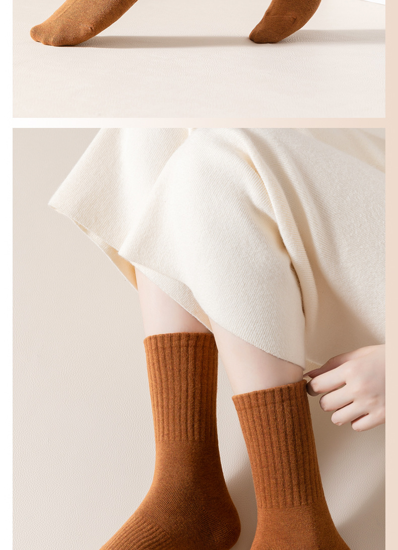 袜子女秋冬长款棉袜女士抗起球运动袜吸汗中筒纯棉批发休闲纯色潮详情38