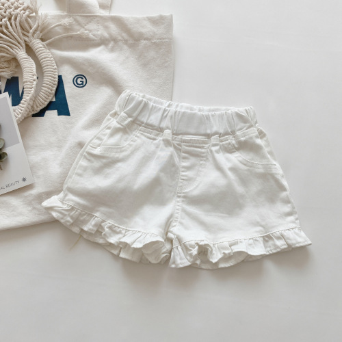 Girls Soft Denim Shorts 2022 Summer New Korean Style Baby Fungus Hem Hot Pants Children's Pants Trendy 52997