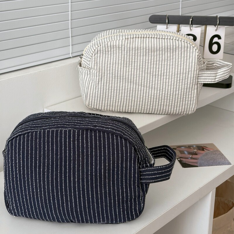 Japanese-Style Striped Storage Bag, Cosmetic Storage Bag, Toiletries, Change, Mobile Phone, Small Items, Portable Travel Storage Bag