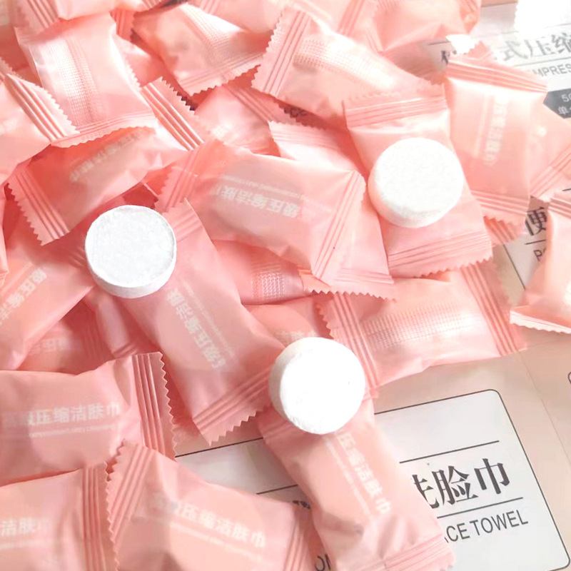 Compressed Towel Disposable Face Wash Towel Candy Towel Cleansing Small Square Towel Travel Disposable Face Wash Towel