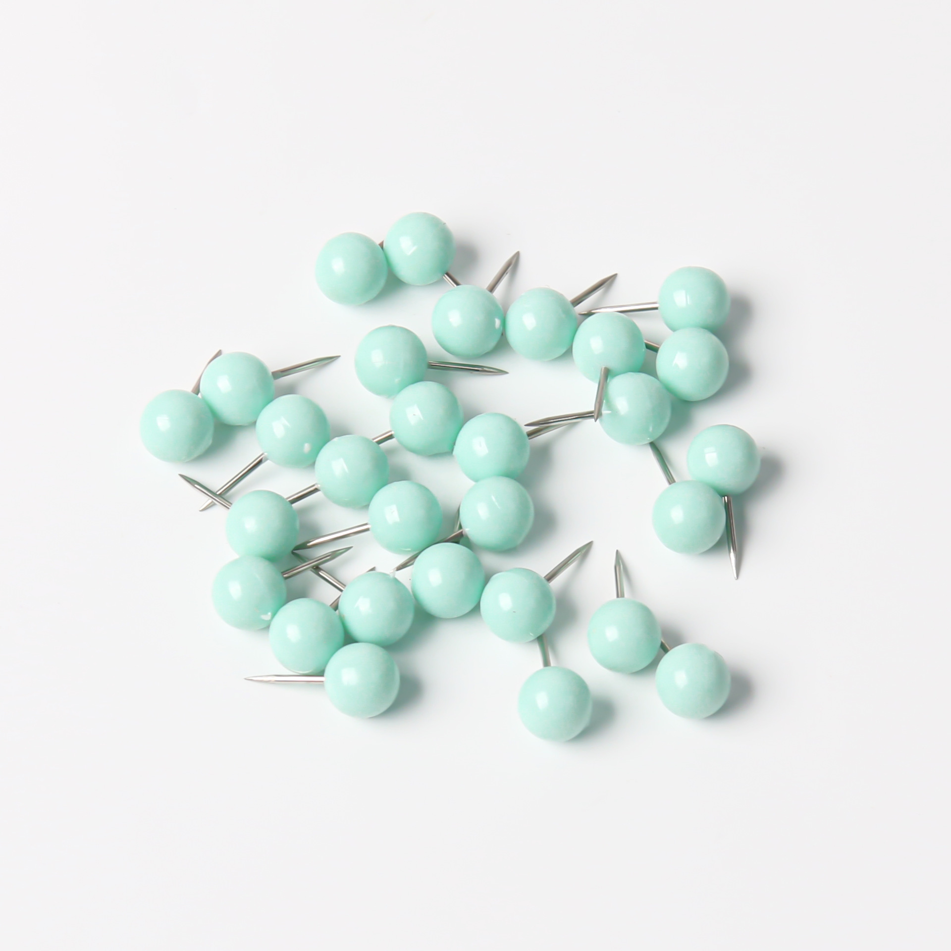 厂家直供散装薄荷绿金属塑料大头针软木板地图钉固定办公圆球圆钉