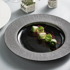 Creative European Steak Plate Hotel Restaurant Light Luxury Western Food Plate Household Ceramic Shallow Plate Dessert Plate Commercial Tableware